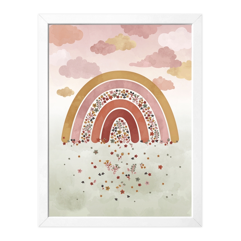 Poster &#039;Flowery Rainbow&#039; Dusty Rose 30x40cm