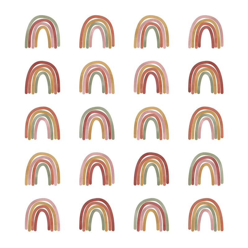 Fabric Wall Stickers &#039;Rainbows&#039; Rusty Red 20 pcs