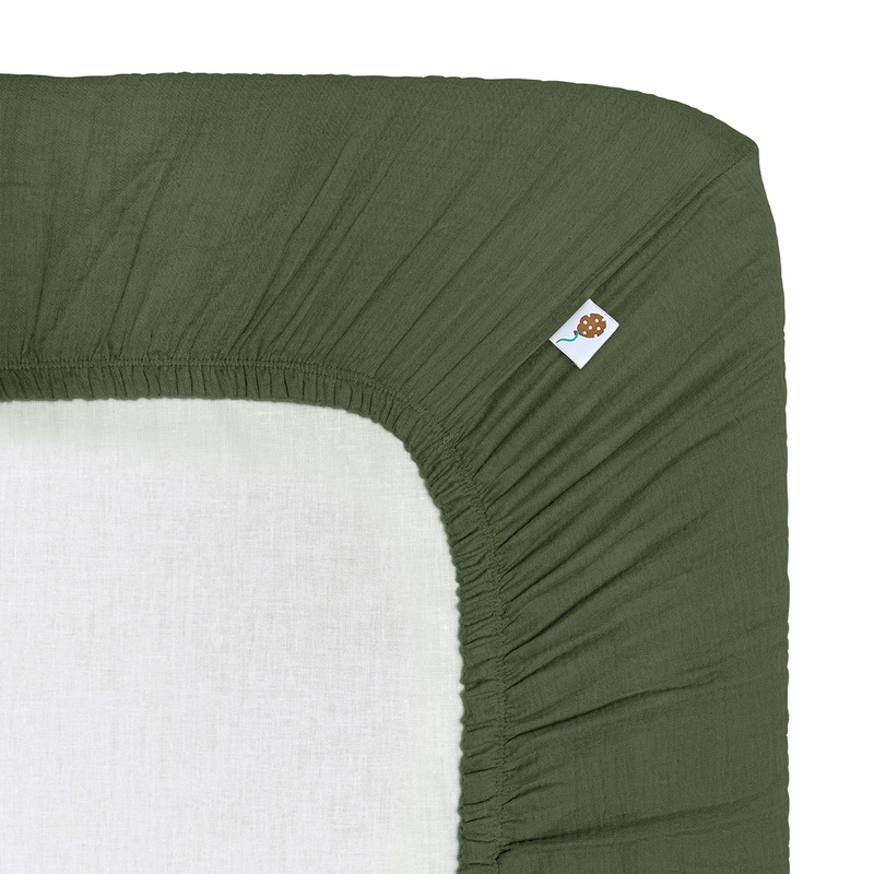 Fitted Sheet Muslin Dark Green 80x160cm