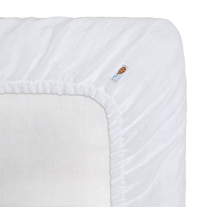 Linen Fitted Sheet White 70x140cm Recycled