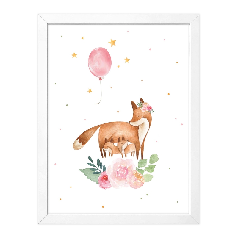Poster &#039;Fox Family &amp; Balloon&#039; 30x40cm