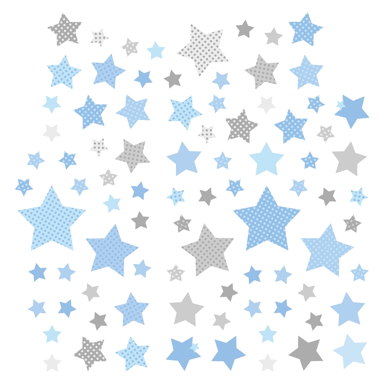 Wall Stickers &#039;Stars&#039; Blue/Grey 68 pcs