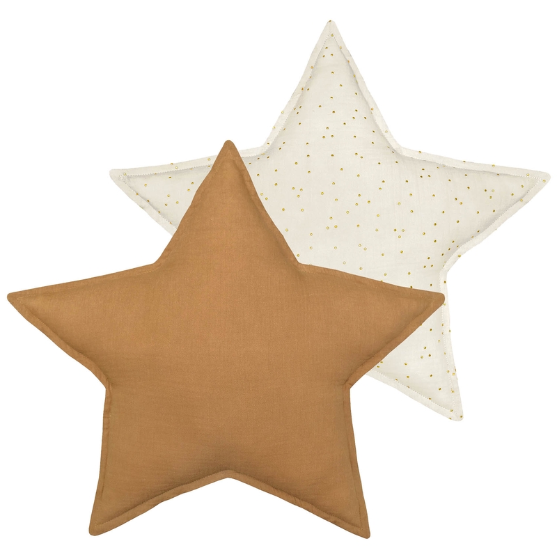 Star Cushion Muslin Dots Camel/Cream 50cm