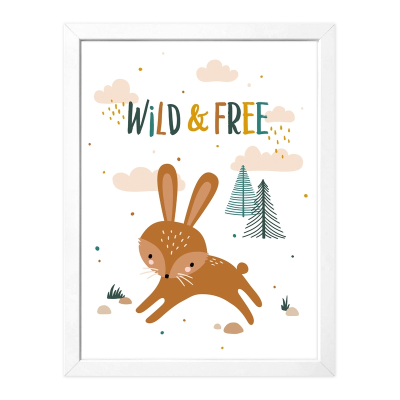Poster &#039;Wild &amp; Free&#039; Rabbit Camel 30x40cm