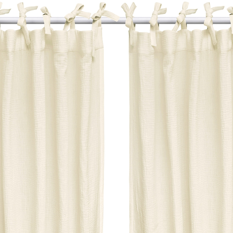Set Of 2 Organic Curtains Muslin Cream 240cm