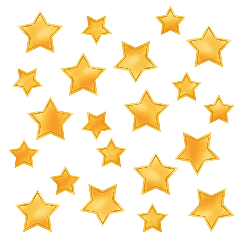 Wall Stickers &#039;Stars&#039; Watercolour Mustard 21 pcs