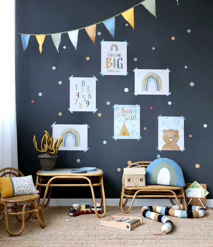 Playroom With Poster Wall &amp; Rainbow Decor