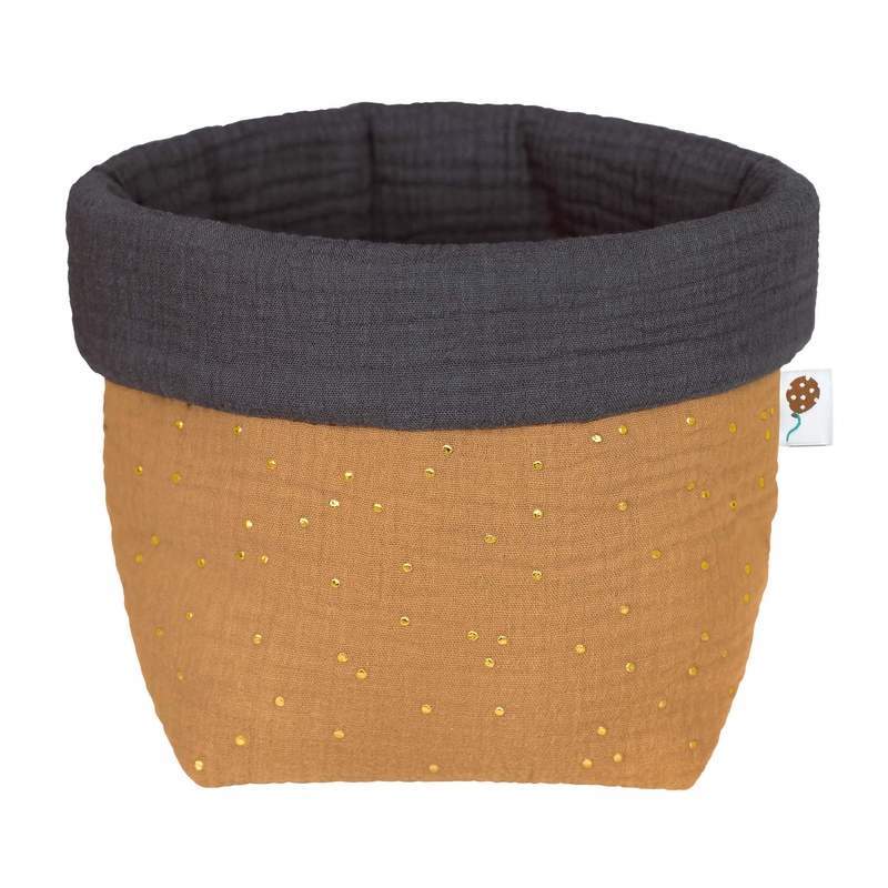 Storage Basket Muslin Camel/Dark Grey 19cm