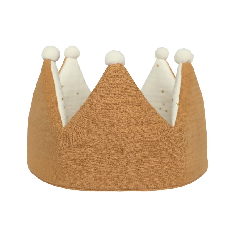 Birthday Crown For Kids Muslin Camel/Cream