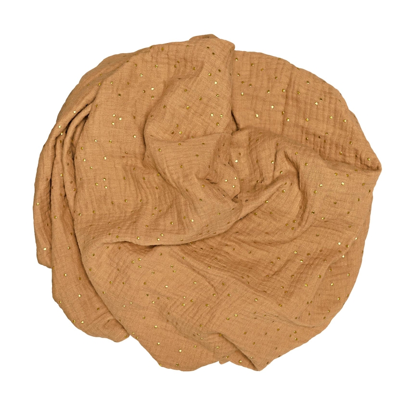 Swaddle &#039;Golden Dots&#039; Muslin Camel 120cm