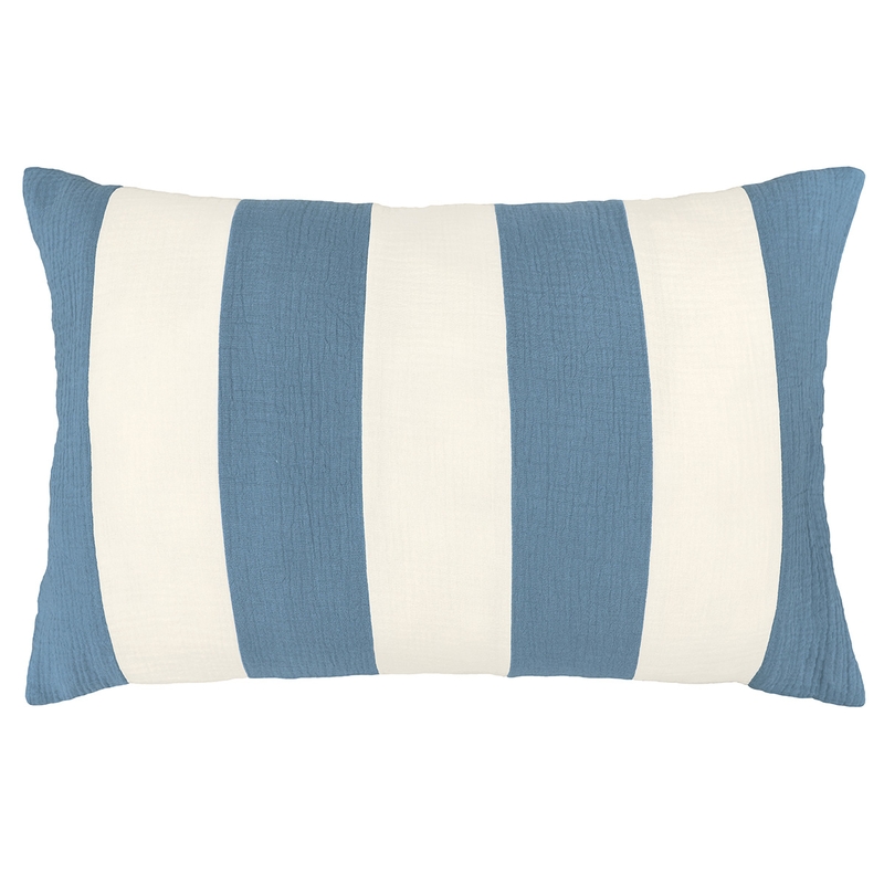 Pillowcase &#039;Stripes&#039; Muslin Dusty Blue 40x60cm