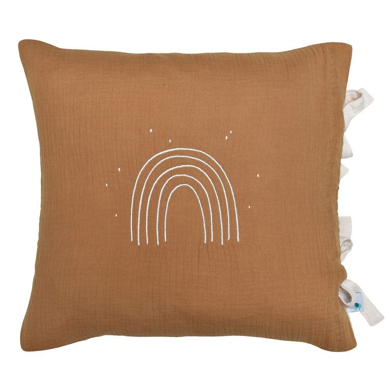 Pillowcase &#039;Rainbow&#039; Muslin Embroidered Camel 40x40cm