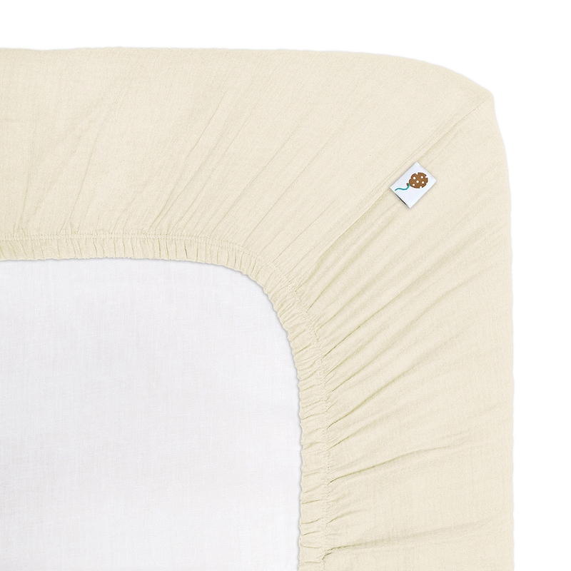 Organic Fitted Sheet Muslin Cream 70x140cm