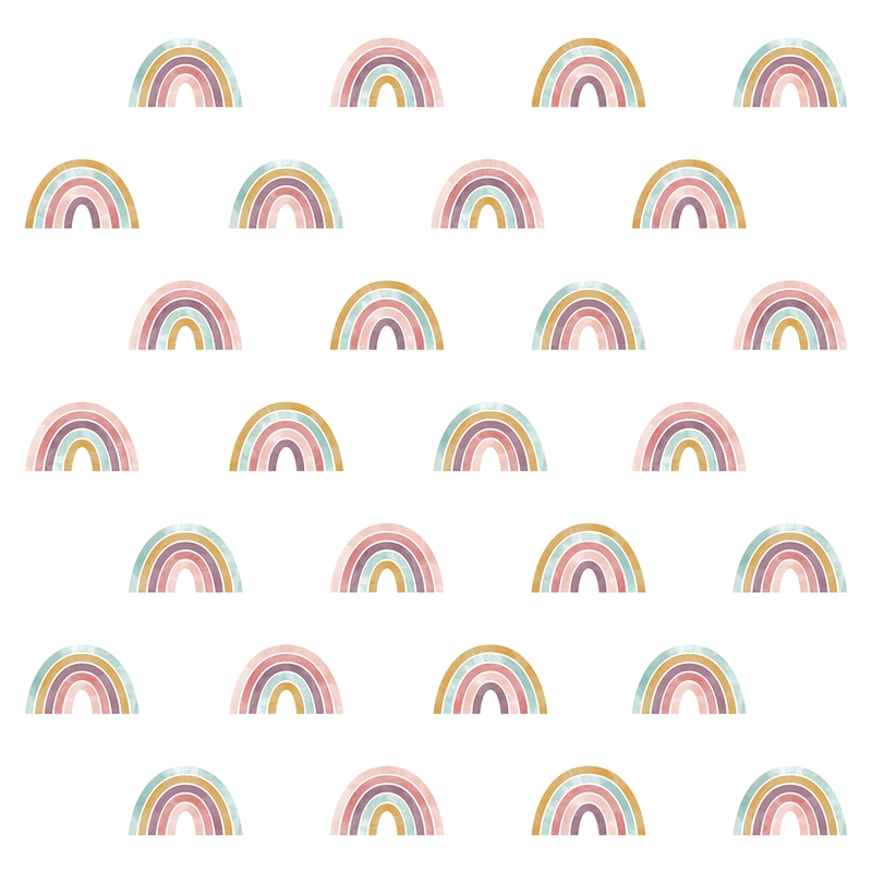 Fabric Wall Sticker &#039;Rainbows&#039; Dusty Rose 28 pcs