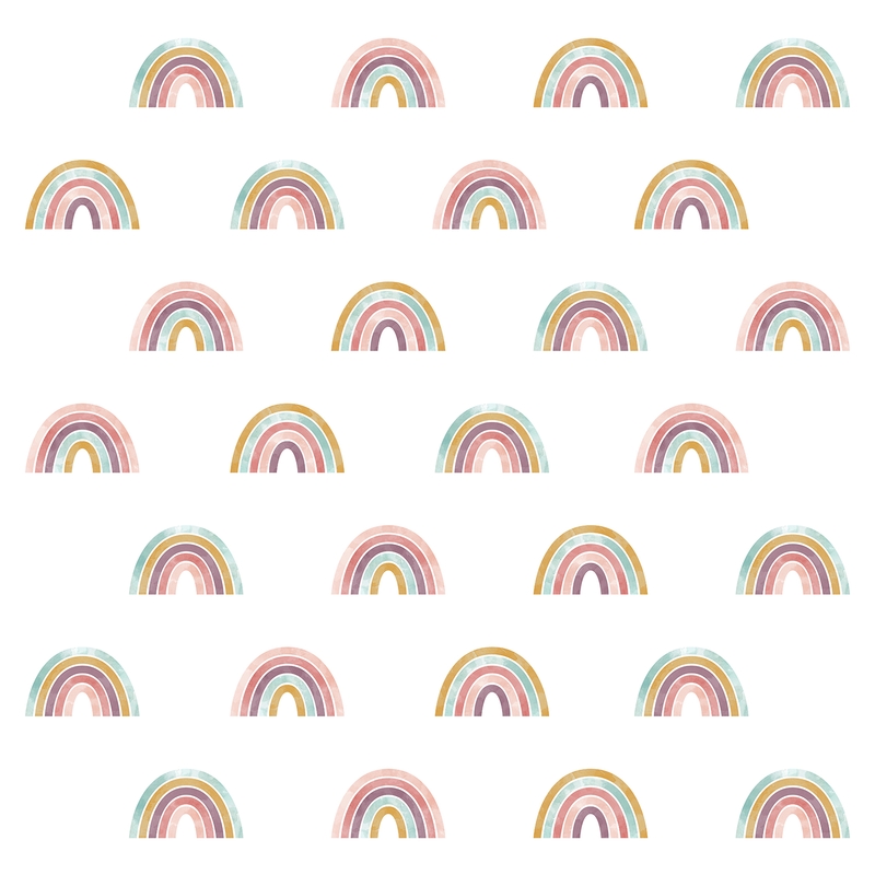Fabric Wall Sticker &#039;Rainbows&#039; Dusty Rose 28 pcs