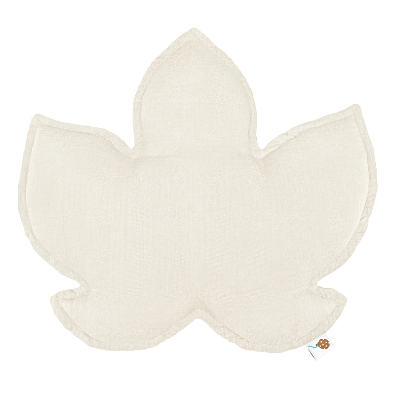 Organic Cushion &#039;Leaf&#039; Muslin Cream 40cm