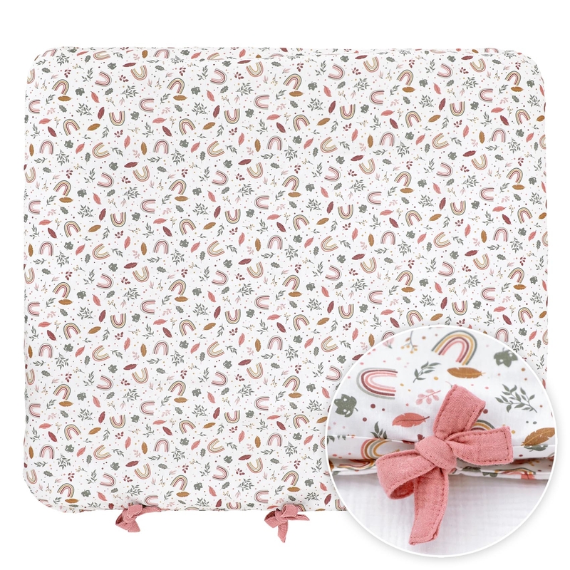 Organic Changing Pad Cover &#039;Rainbow&#039; Rose