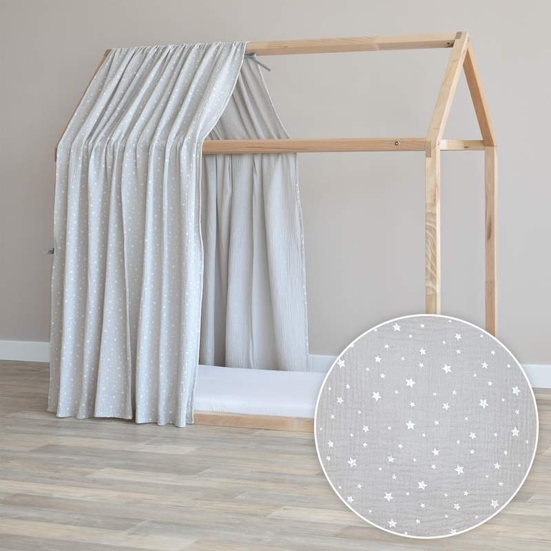 House Bed Canopy &#039;Stars&#039; Light Grey 315cm 1 Piece