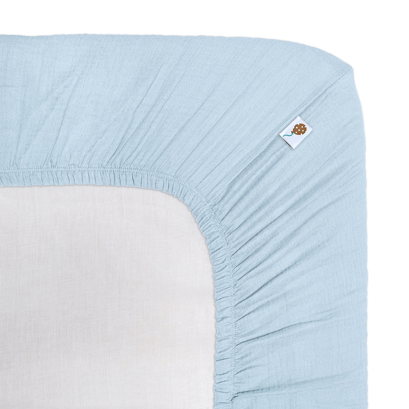 Fitted Sheet Muslin Light Blue 90x200cm