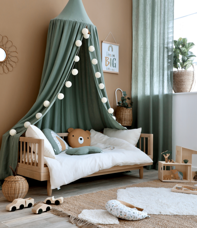 Kidsroom With Muslin Textiles In Khaki &amp; Cream