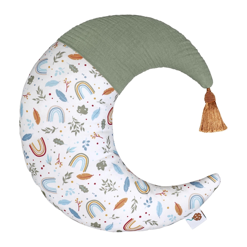 Organic Cushion &#039;Rainbow Moon&#039; Khaki 40cm