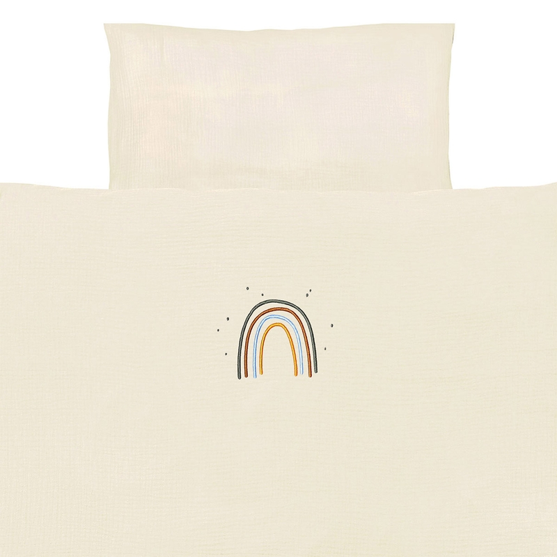 Organic Bedding &#039;Rainbow&#039; Muslin Embroidered 100x135cm