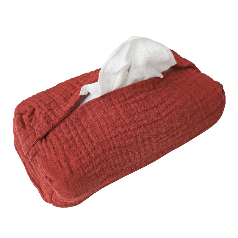 Organic Wet Wipe Cover Muslin Rusty Red