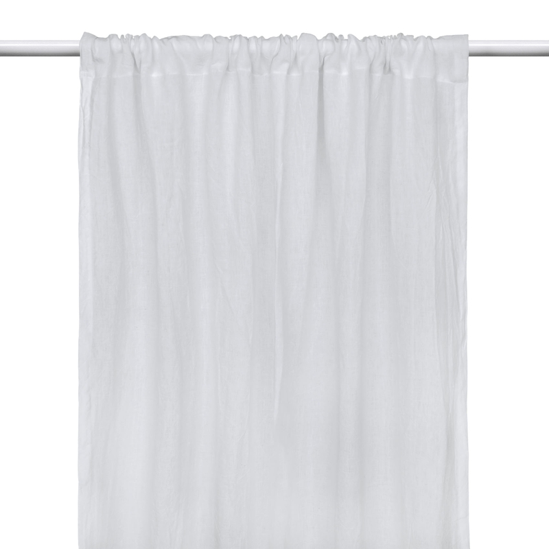 Linen Curtain White H 240cm Recycled