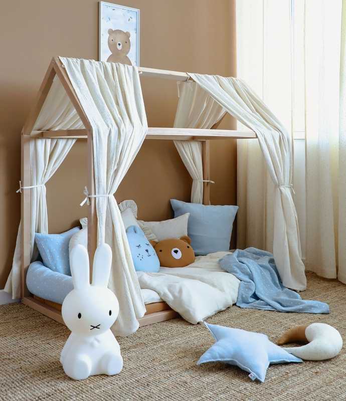 Toddle-Room With House Bed In Cream &amp; Blue