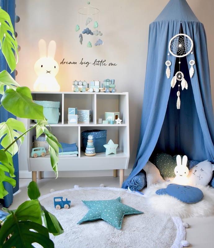 Playroom With Blue, Green &amp; Grey Muslin