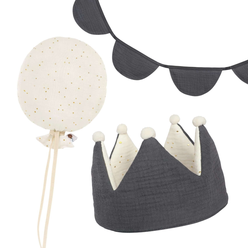 Bundle &#039;Birthday&#039; With Crown &amp; Decor Grey