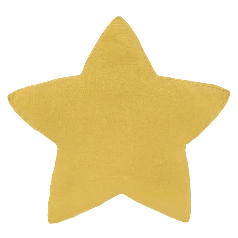 Organic Cushion &#039;Star&#039; Muslin Mustard 30cm