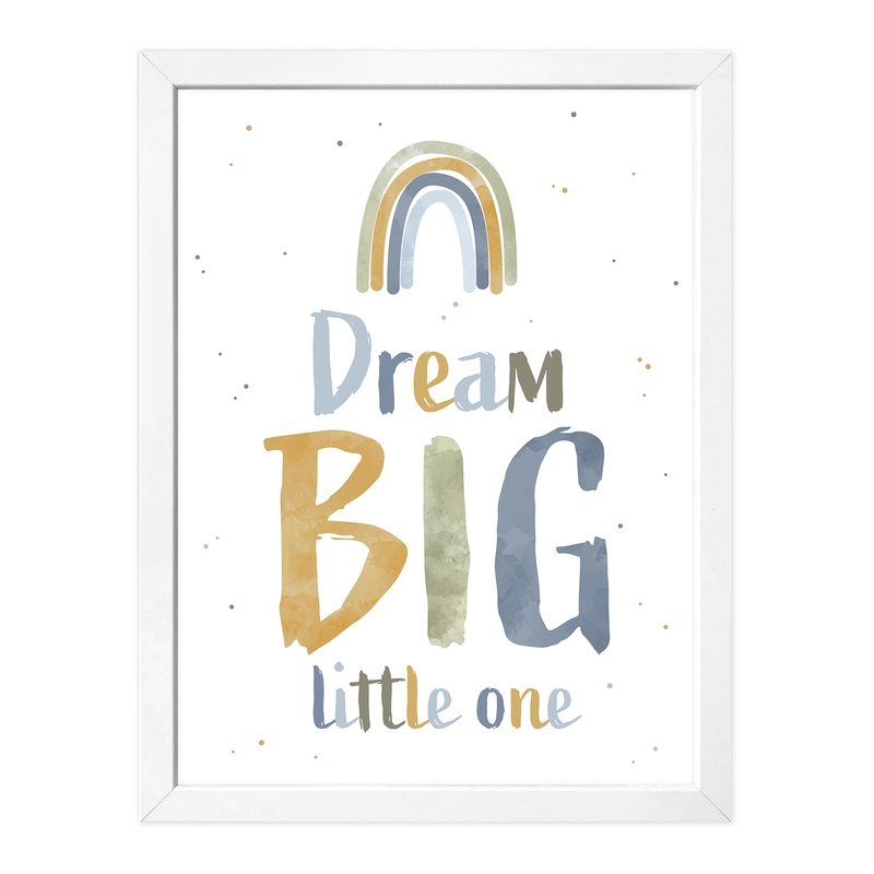 Poster &#039;Dream Big&#039; Khaki/Blue 30x40cm