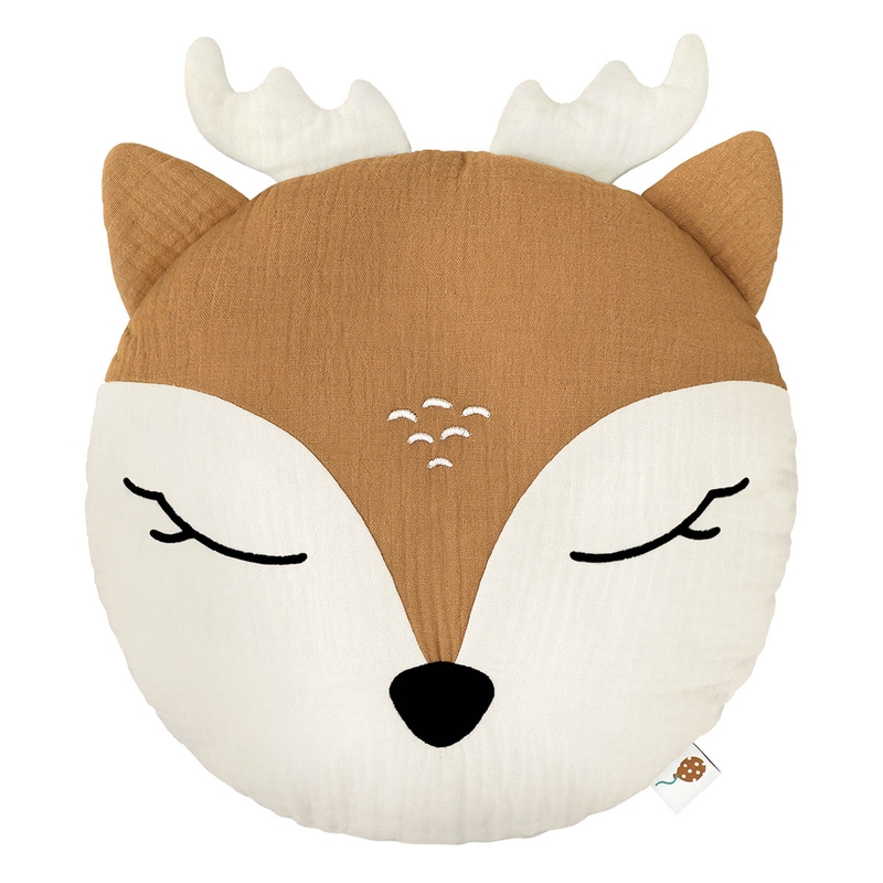 Organic Cushion &#039;Deer&#039; Embroidered 28cm