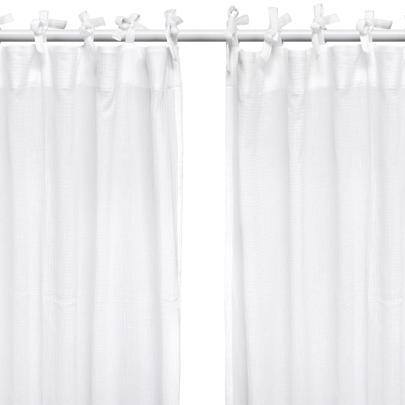 Set Of 2 Organic Curtains Muslin White 240cm