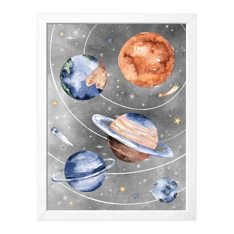 Kidsroom Space Poster &#039;Planets&#039; Grey 30x40cm