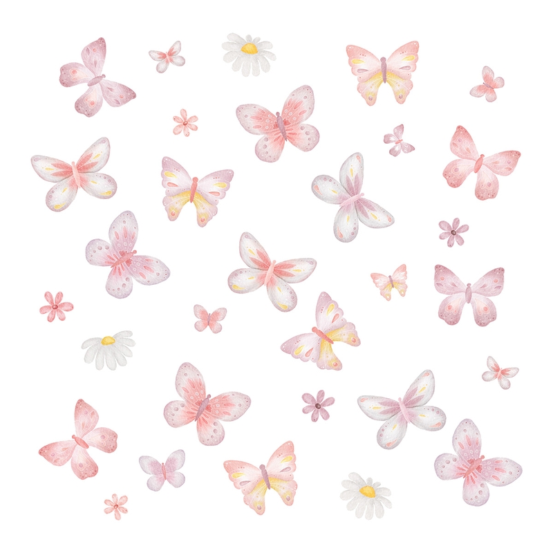 Wall Stickers &#039;Butterflies&#039; Pink/Lilac 31 pcs