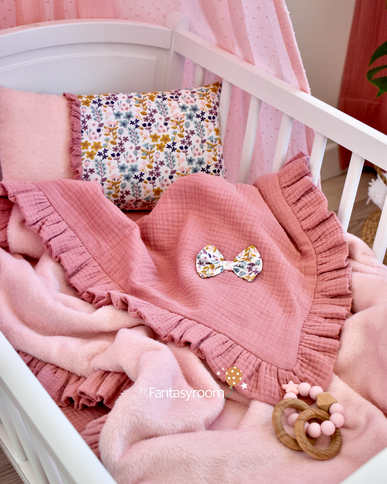 Baby Blanket Muslin Plush Dusty Rose 80x100cm