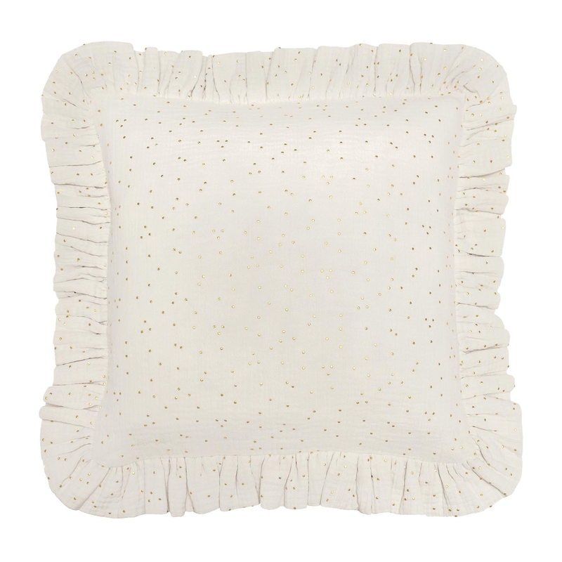 Pillowcase With Ruffles &#039;Golden Dots&#039; Cream