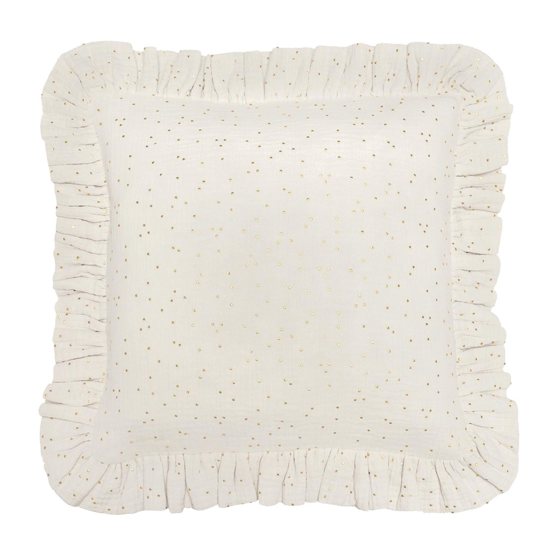 Pillowcase With Ruffles &#039;Golden Dots&#039; Cream