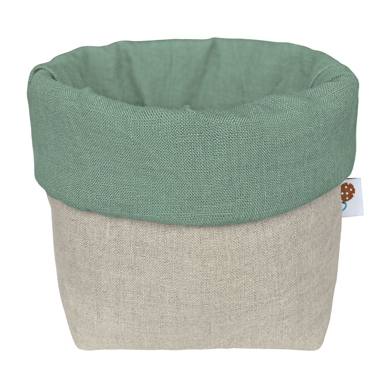 Linen Storage Basket &#039;Boho&#039; Khaki/Beige Recycled