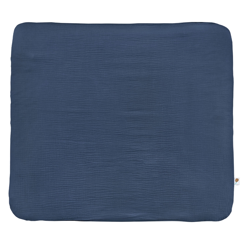 Organic Changing Pad Cover Muslin Denim Blue