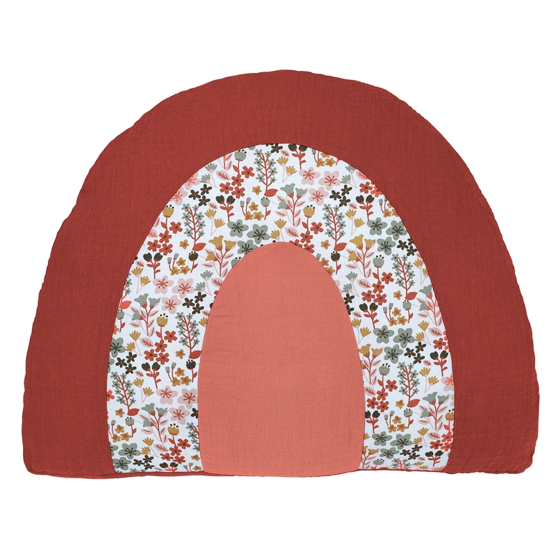 Rainbow Cushion &#039;Flowers&#039; Rusty Red 40cm