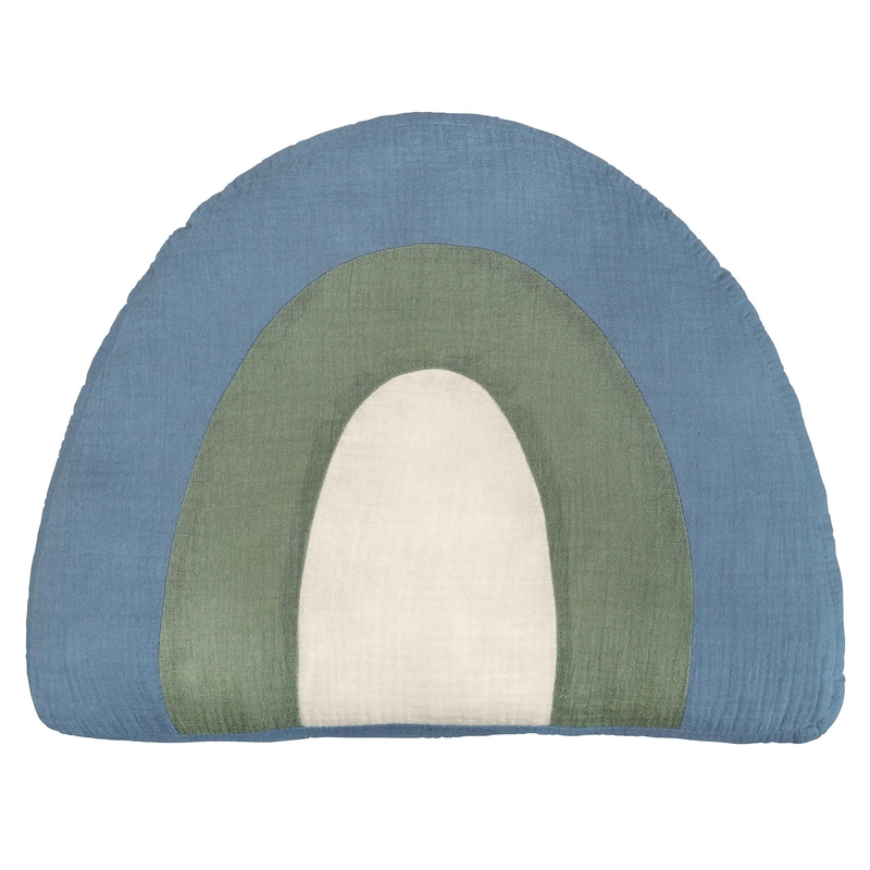Organic Cushion &#039;Rainbow&#039; Blue/Khaki 40cm