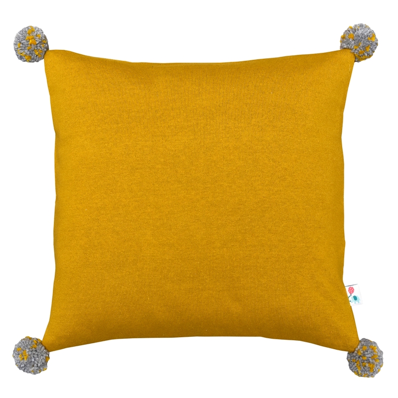 Pillowcase With Pompons Mustard 40x40cm
