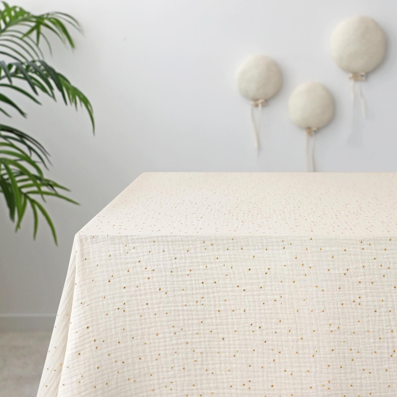 Tablecloth &#039;Golden Dots&#039; Cream 130x220cm