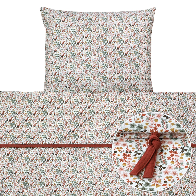 Organic Kids Bedding &#039;Flowers&#039; Dark Red 135x200cm