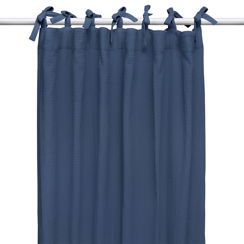 Organic Curtain Muslin Denim Blue H 240cm