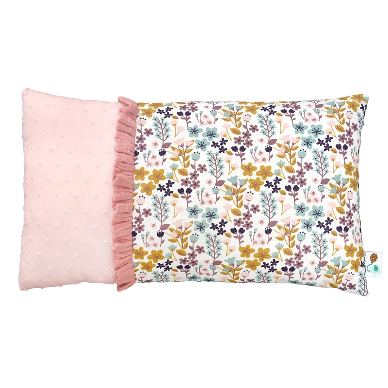 Mini Cushion &#039;Flowers&#039; Rose/Mustard 20x35cm