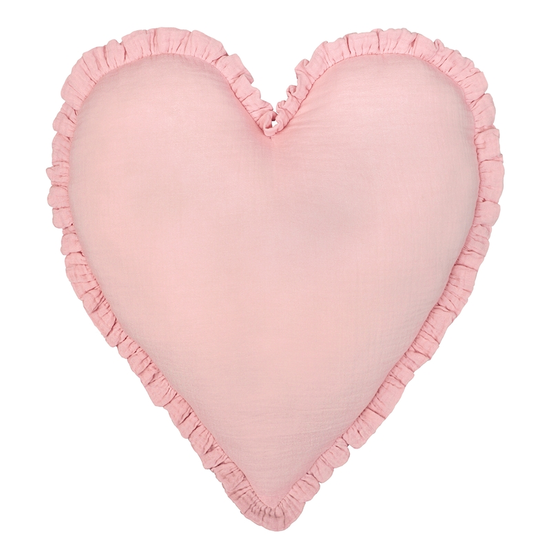 Cushion &#039;Heart&#039; With Ruffles Light Rose 40cm